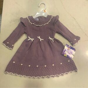 Baby Girl Lilac Knit Dress - Blueberi Boulevard